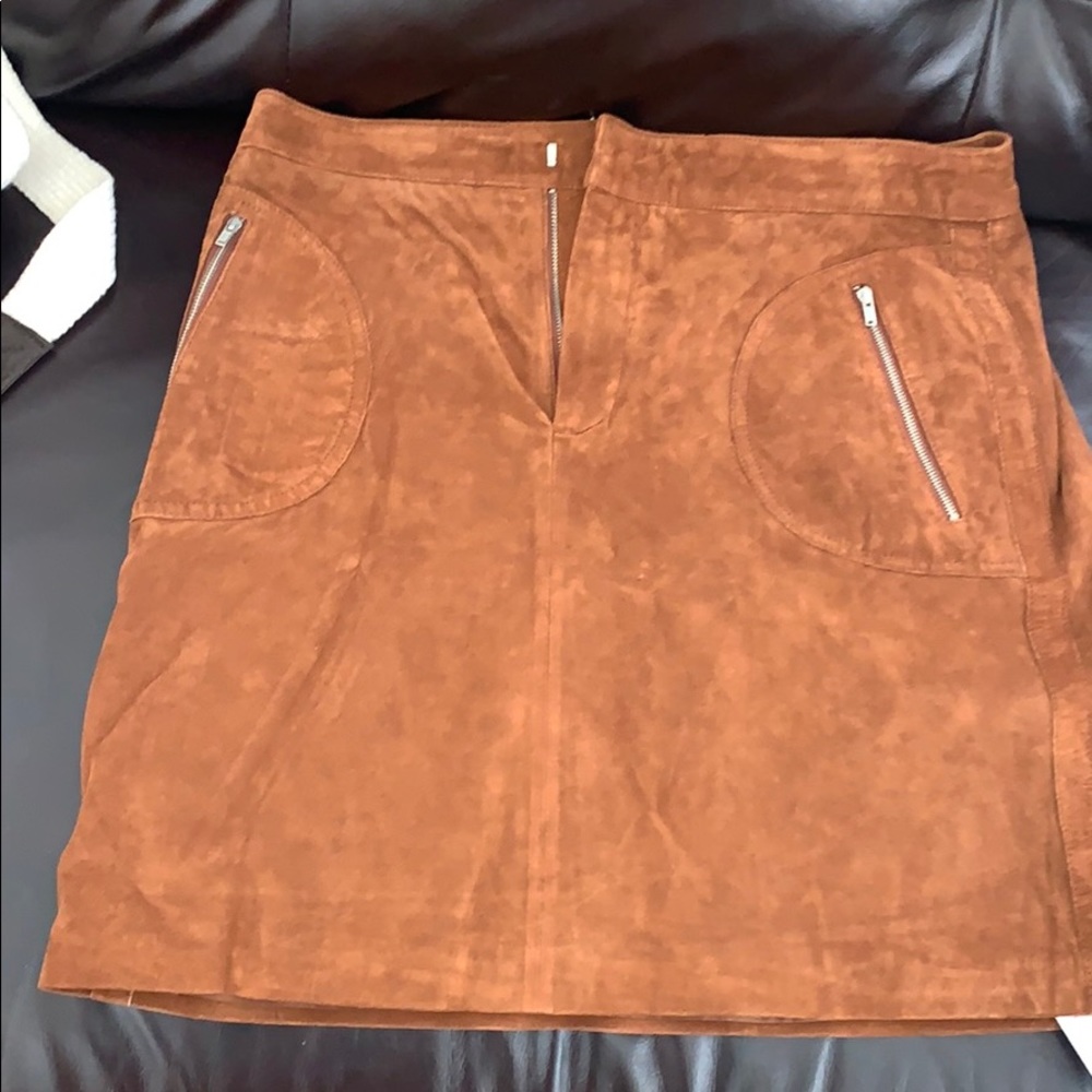 Madison Brown Mini Skirt with Zipper Pockets